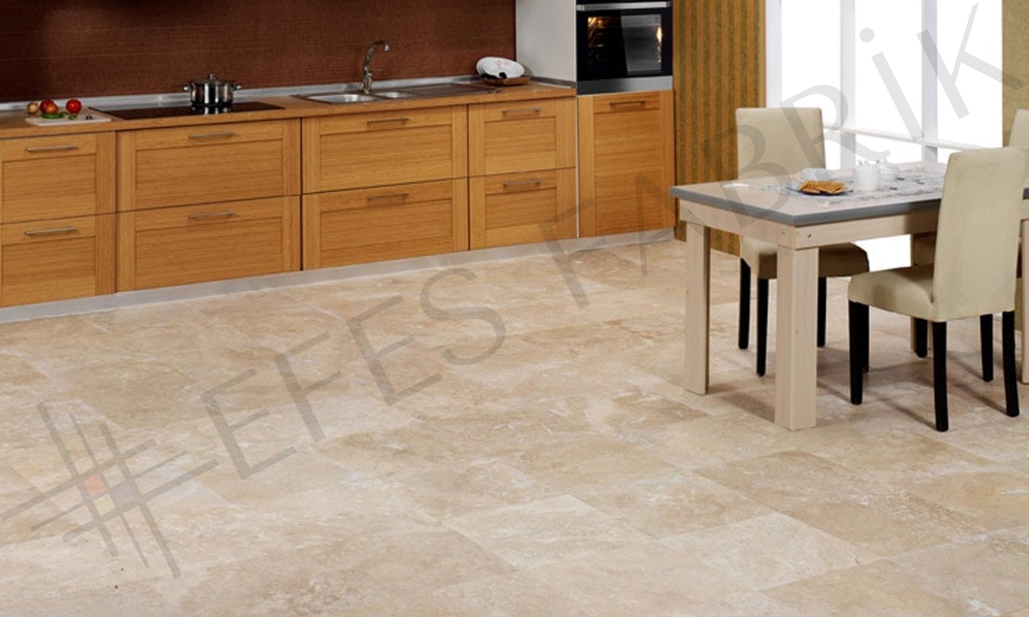 DENIZLI BEIGE TRAVERTINE - 12"x12"x1/2"