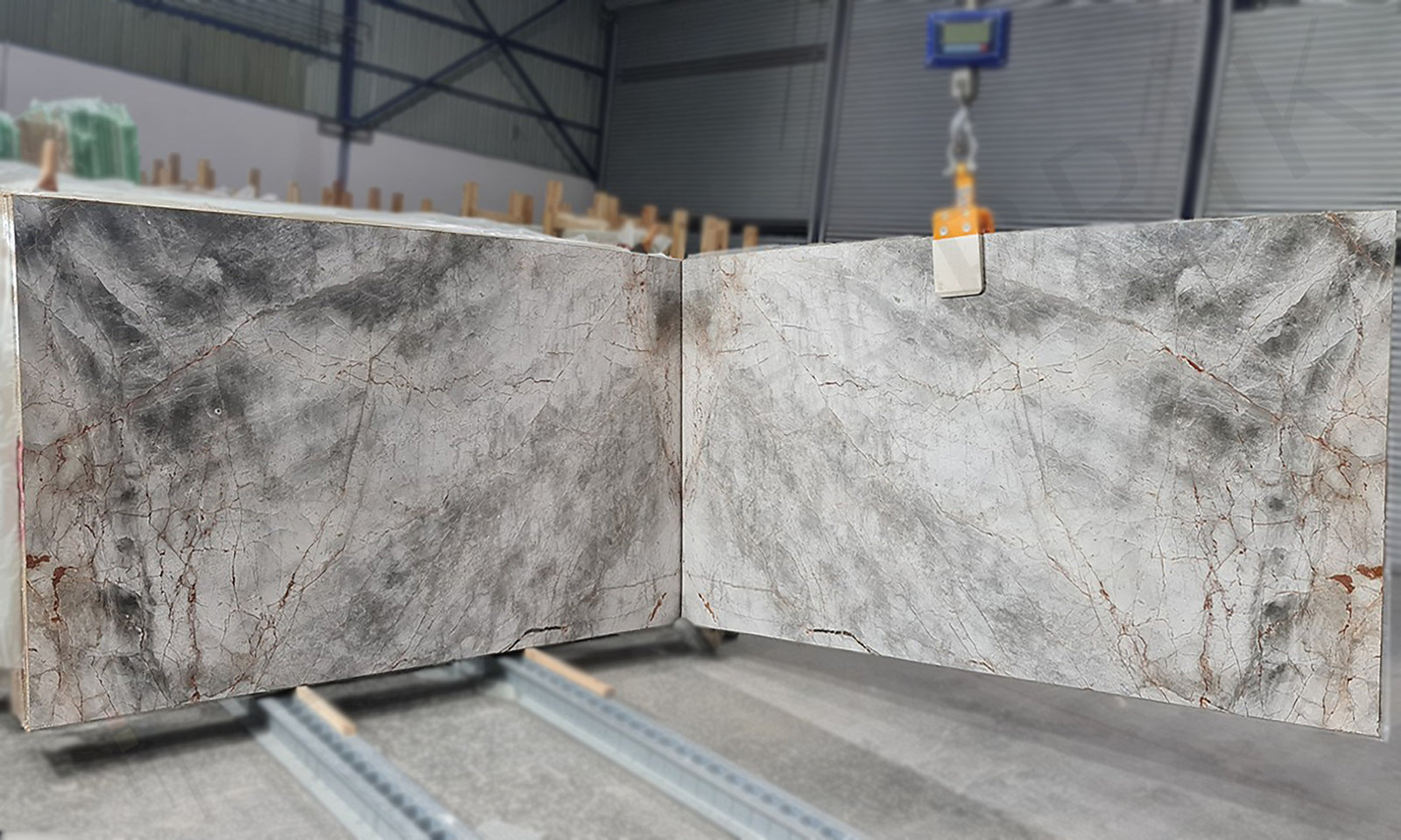 Astana Gray Marble Bookmatch Slab No.9652