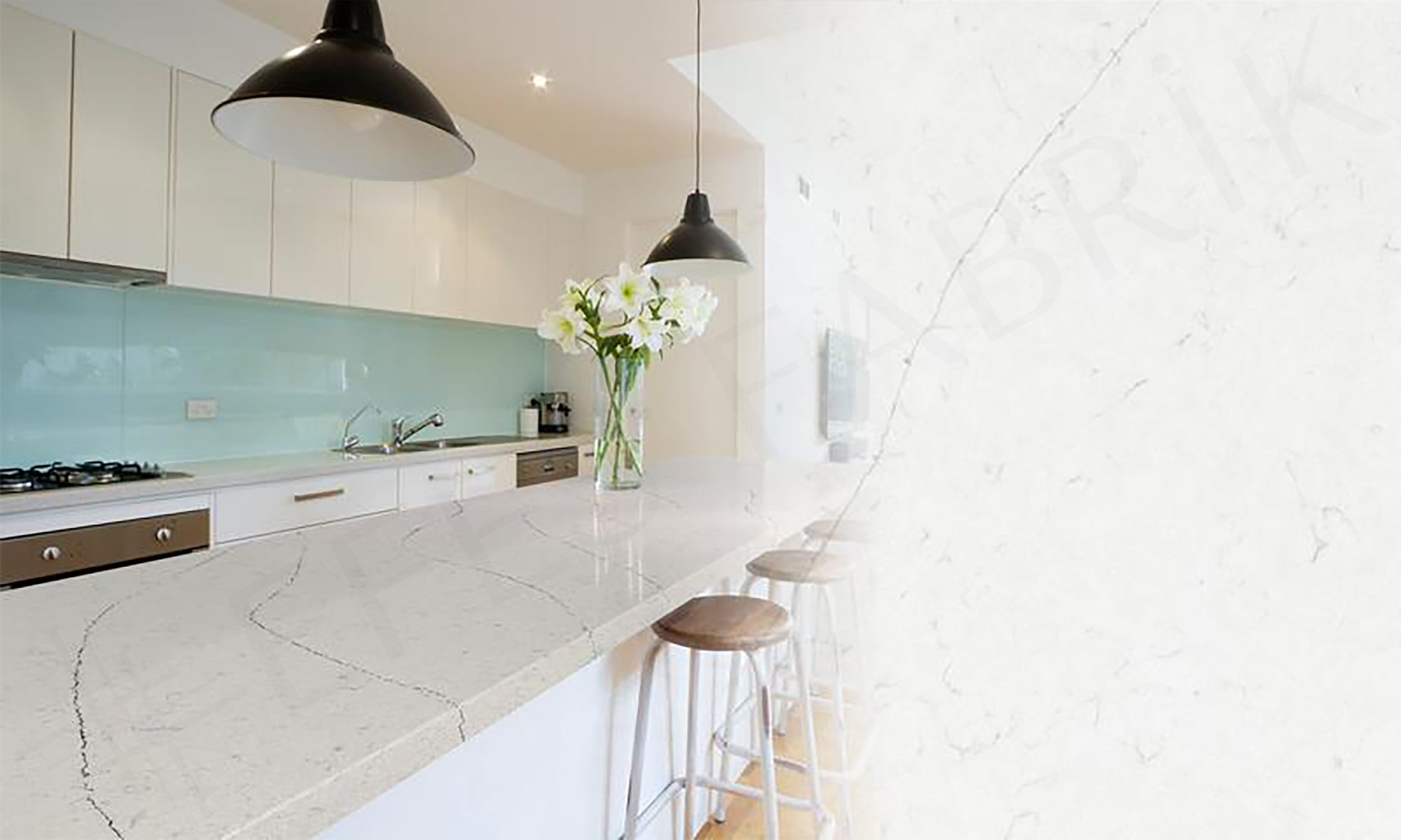 White Fantasy Quartz Blue Fantasy Quartz Countertop And Island