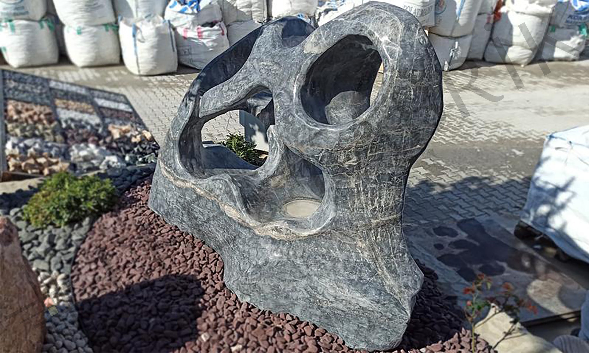 gray marble garden sculpture