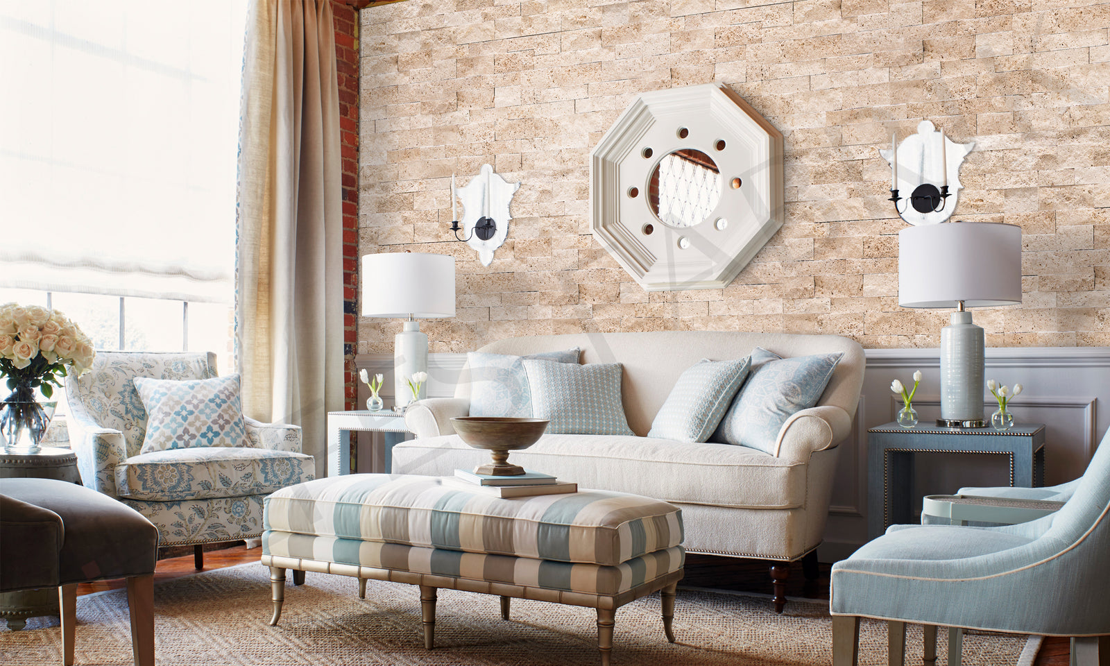 Travertine Mosaic P26-C-TS