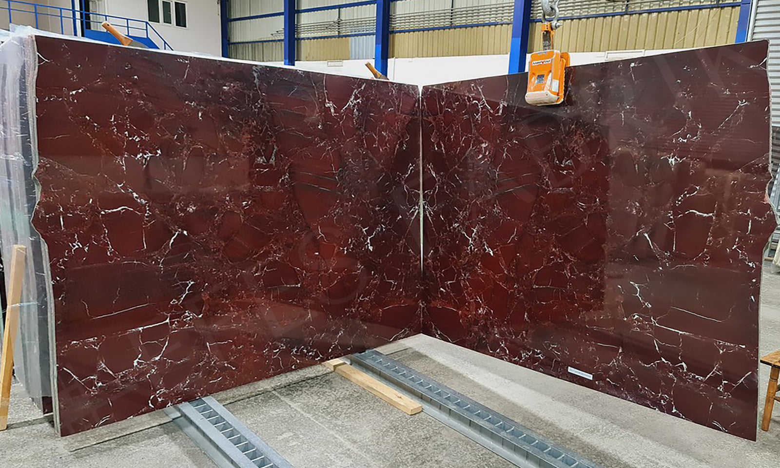 rosso levanto marble bookmatch slab