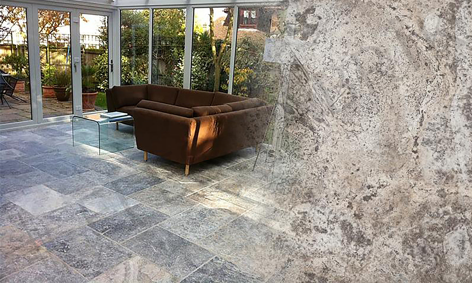 Silver Grey Pattern Set Travertine