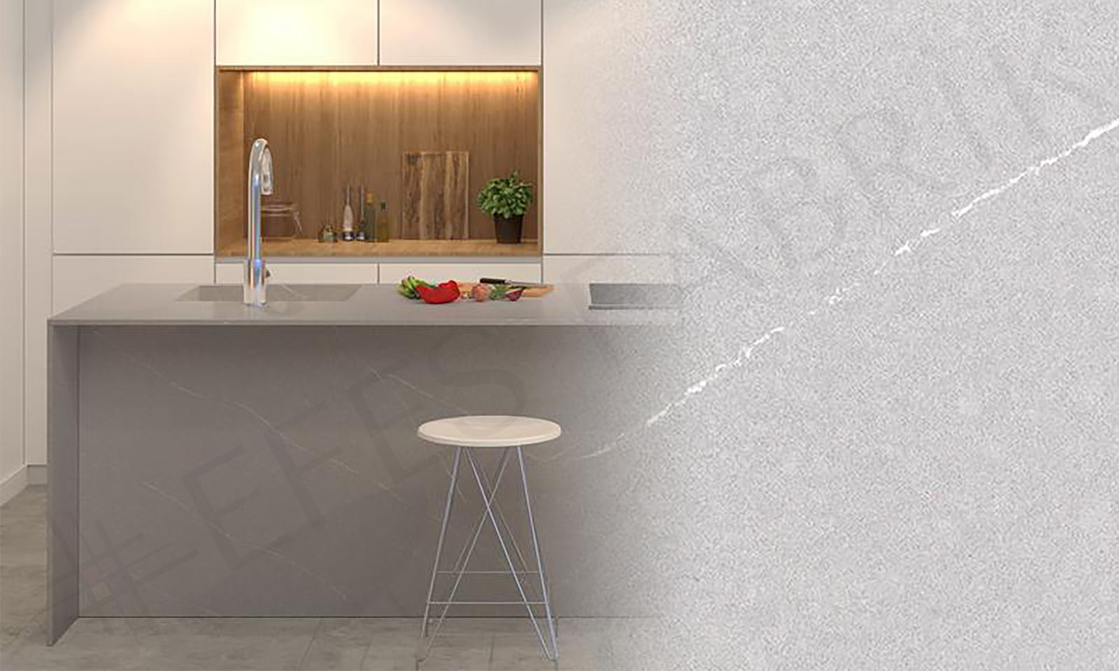 truva grey quartz slab