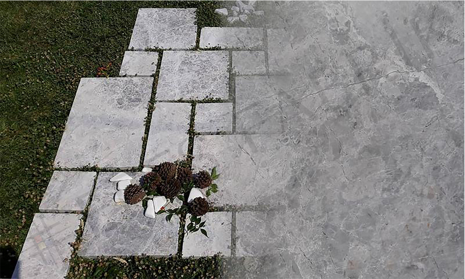 truva silver marble paver