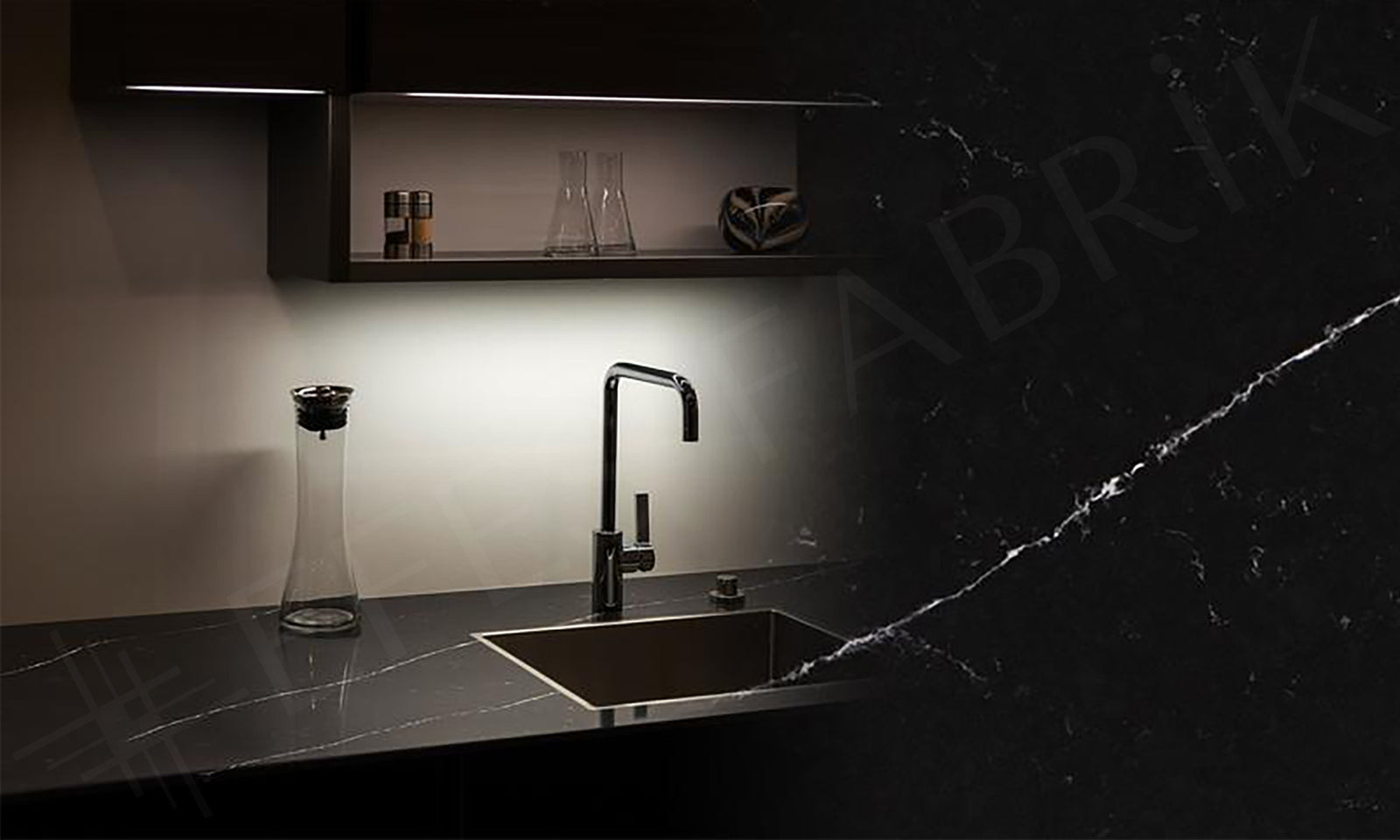 artistic black quartz slab